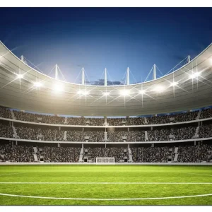 Angebot Wasserfestes Poster Fußballstadion Mittellinie Rund. 120 cm Durchmesser, selbstklebende Folie mit Schutzlaminat