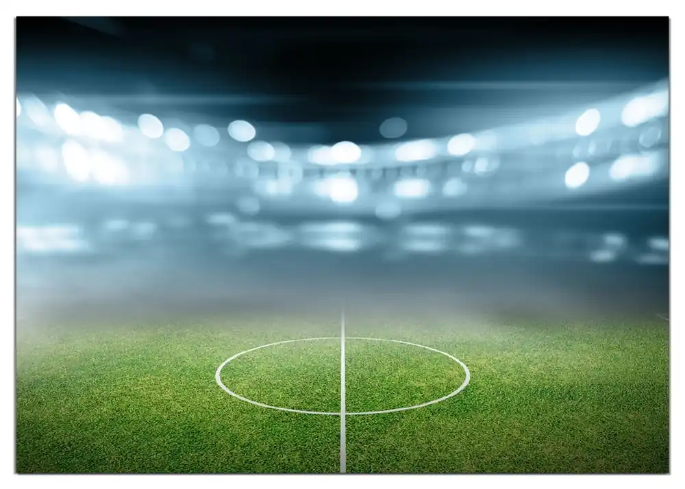Schneller Versand Wasserfestes Poster Fußball Stadion Mittellinie II Rund, 60 cm Durchmesser, selbstklebende Folie mit Schutzlaminat