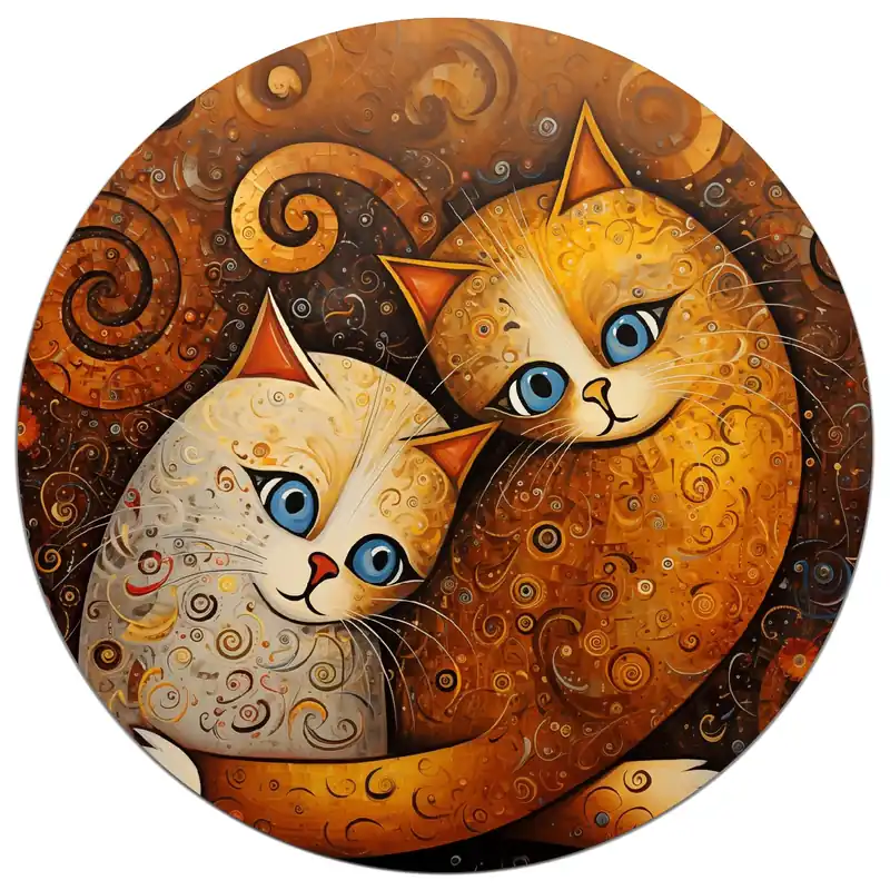 Garantierte Lieferung Glasbild Malerisches Katzenduo 55 x 55 cm
