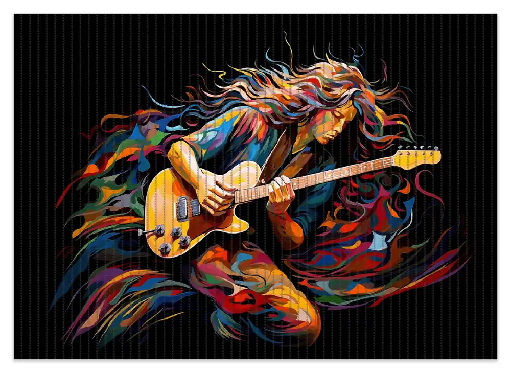 Direktkauf Duschmatte Farbiges Gitarrenspiel 90 x 65 cm