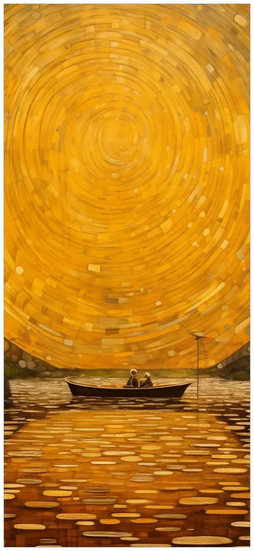 Günstig Türtapete Goldene Flussfahrt 93 x 205 cm