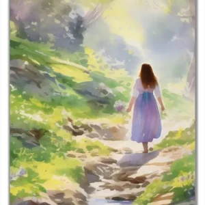 Selbstklebende Türtapete Wanderung im Morgenlicht selbstklebende Folie mit Schutzlaminat, 100 x 220 cm Zertifiziert