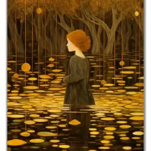 Geprüft Selbstklebende Türtapete Goldener Wald selbstklebende Folie mit Schutzlaminat, 100 x 220 cm