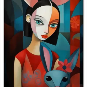 Super-Preis Selbstklebende Türtapete Kubistisches Hasenmädchen selbstklebende Folie, 93 x 205 cm