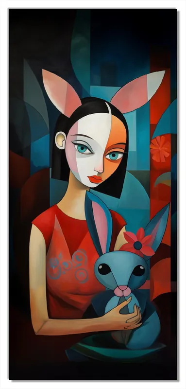Super-Preis Selbstklebende Türtapete Kubistisches Hasenmädchen selbstklebende Folie, 93 x 205 cm