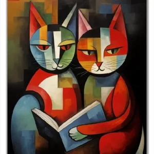 Abverkauf Selbstklebende Türtapete Lesende Katzen selbstklebende Folie mit Schutzlaminat, 100 x 220 cm