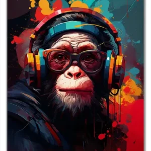 Knallerangebot Selbstklebende Türtapete Chimp - Musik selbstklebende Folie mit Schutzlaminat, 93 x 205 cm