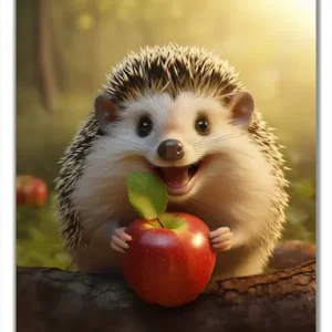 Selbstklebende Türtapete Lächelnder Igel mit Apfel selbstklebende Folie, 93 x 205 cm Preisknaller