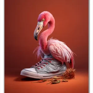 Expressversand Selbstklebende Türtapete Flamingo im Sneaker selbstklebende Folie mit Schutzlaminat, 93 x 205 cm