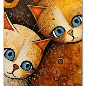 Selbstklebende Türtapete Malerisches Katzenduo selbstklebende Folie mit Schutzlaminat, 93 x 205 cm Neue Kollektion