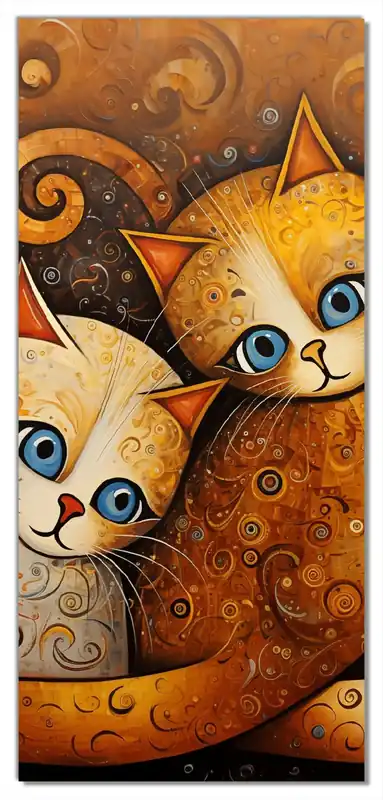 Selbstklebende Türtapete Malerisches Katzenduo selbstklebende Folie mit Schutzlaminat, 93 x 205 cm Neue Kollektion
