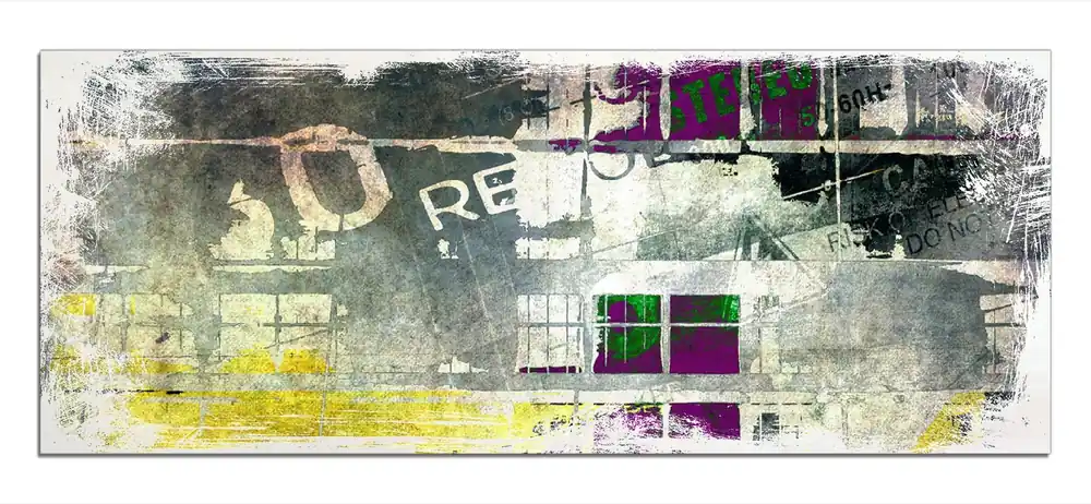 Sale Holzbild Retro-Style lila-gelb 50 x 50 cm