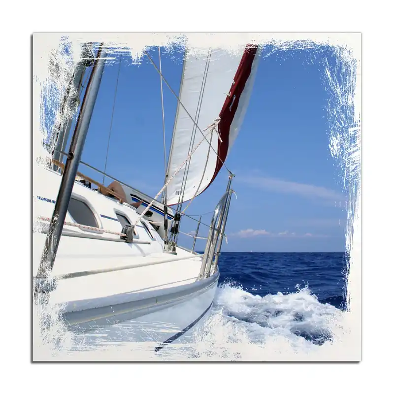 Highlight Holzbild Segelboot on Tour 50 x 50 cm