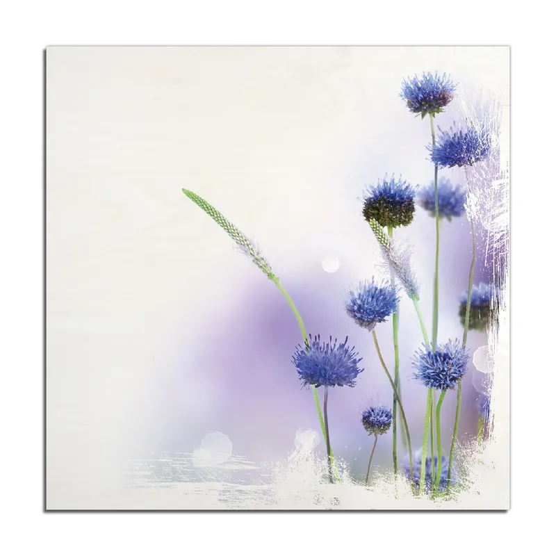 Solange Der Vorrat Reicht Holzbild Abstrakte lila Blume 50 x 50 cm