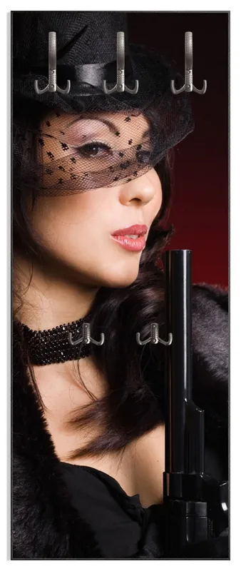 Bestpreis Wandgarderobe aus Holz Lady in Black - Sexy Dame mit gefährlichem Charme 50 x 125 cm