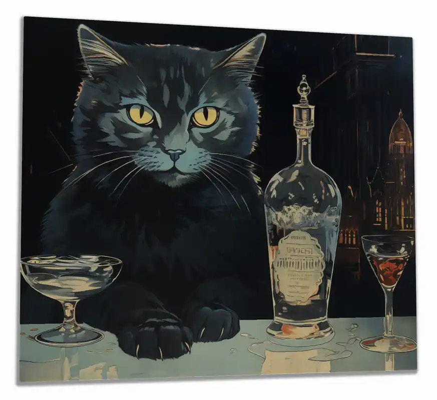 Versand Am Gleichen Tag Herdabdeckplatte Katze an der Bar Breite 80 cm x Höhe 52 cm. 2-teilig, 13 mm hohe Noppen