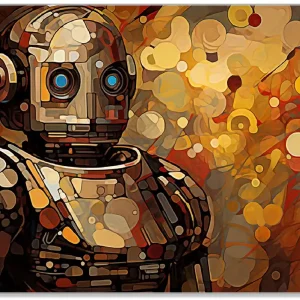 Angebot Glasunterlage Bildnis eines Roboters 30 x 40 cm