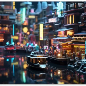 Bestpreis Glasunterlage Stadt bei Nacht 30 x 40 cm