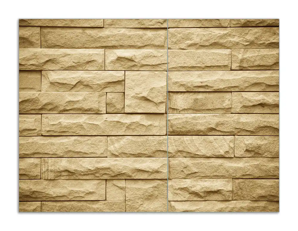 Zertifiziert Herdabdeckplatte Steinwand gelb Breite 52 cm x Höhe 60 cm. 1-teilig, 13 mm hohe Noppen