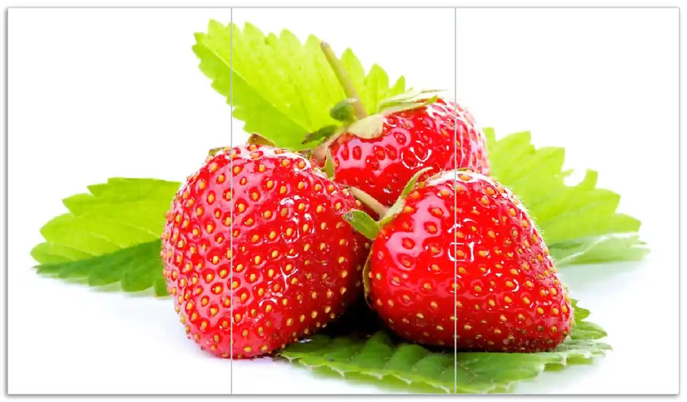 Bestpreis Herdabdeckplatte Frische rote Erdbeeren für die Küche Breite 80 cm x Höhe 52 cm. 1-teilig, 8 mm hohe Noppen