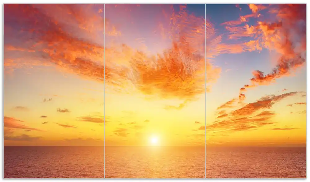 Abverkauf Herdabdeckplatte Sonnenuntergang über dem Meer - rote Wolken und blauer Himmel Breite 80 cm x Höhe 52 cm. 1-teilig, 13 mm hohe Noppen
