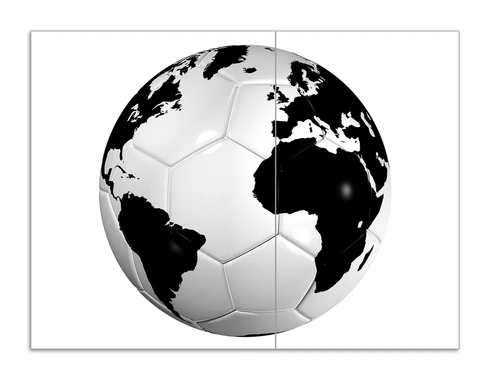 Echt Herdabdeckplatte Planet Fußball Breite 80 cm x Höhe 52 cm. 2-teilig, 8 mm hohe Noppen