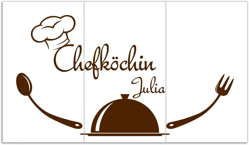 Expressversand Herdabdeckplatte Chefkoch - Chefköchin Breite 90 cm x Höhe 52 cm. 3-teilig, 13 mm hohe Noppen