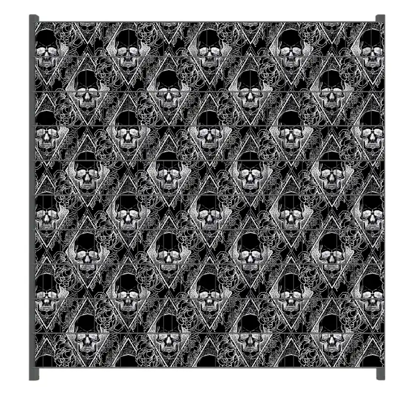 Günstig Zaunsichtschutz Totenkopf-Muster Breite 250 cm x Höhe 180 cm