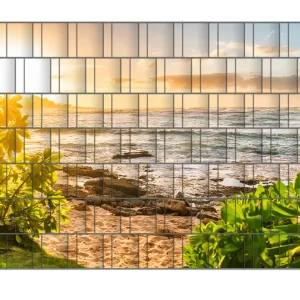 Billig Zaunsichtschutz Strand im Morgenlicht Breite 200 cm x Höhe 140 cm