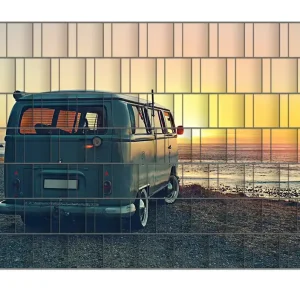 Billig Zaunsichtschutz Roadtrip am Meer Breite 250 cm x Höhe 140 cm