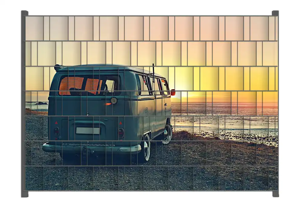 Billig Zaunsichtschutz Roadtrip am Meer Breite 250 cm x Höhe 140 cm