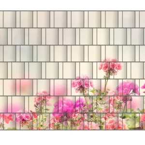 Echt Zaunsichtschutz Zarte Blüten in Rosa Breite 250 cm x Höhe 180 cm