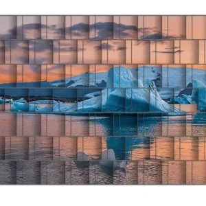 Kostenfreie Lieferung Zaunsichtschutz Eisberge in der Dämmerung Breite 200 cm x Höhe 200 cm
