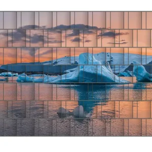 Günstig Zaunsichtschutz Eisberge in der Dämmerung Breite 200 cm x Höhe 140 cm