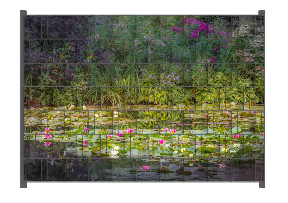 Zaunsichtschutz Blühender Seerosenteppich Breite 250 cm x Höhe 180 cm Neue Kollektion