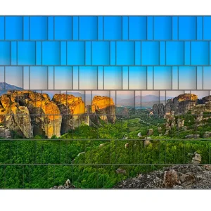 Geprüft Zaunsichtschutz Griechische Berglandschaft Breite 250 cm x Höhe 180 cm