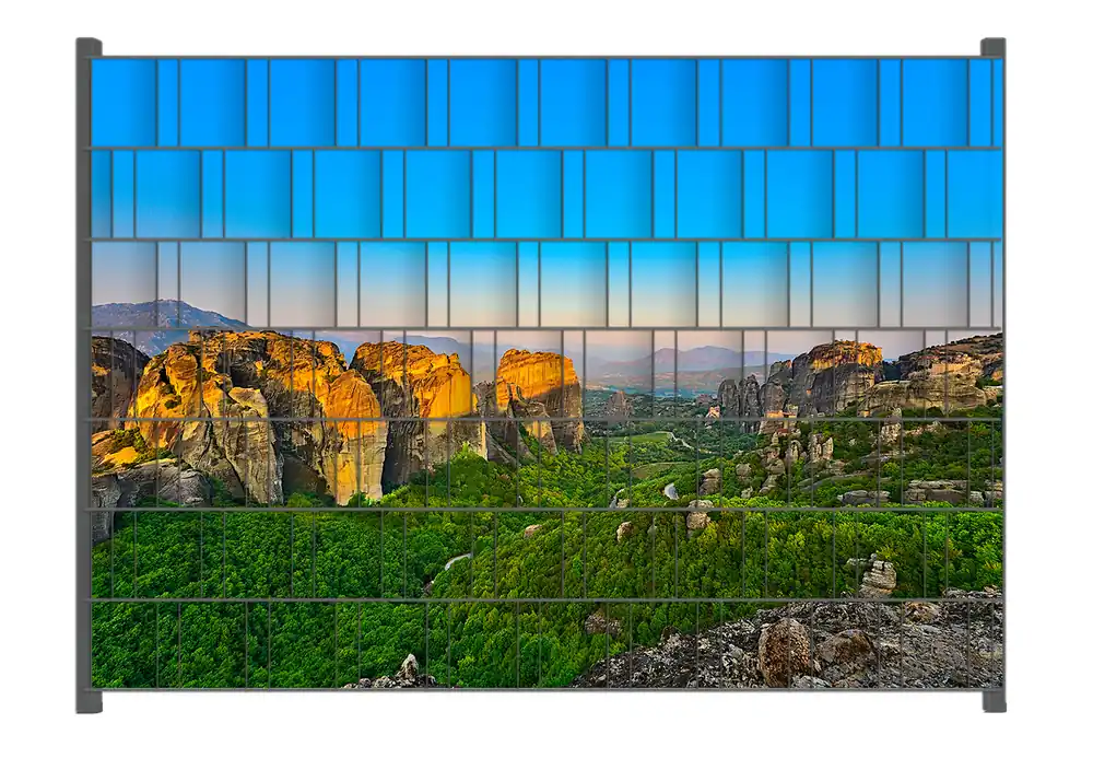 Geprüft Zaunsichtschutz Griechische Berglandschaft Breite 250 cm x Höhe 180 cm