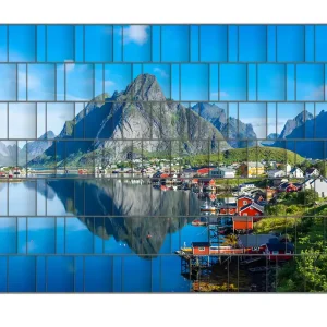 Preis Gesenkt Zaunsichtschutz Skandinavisches Bergpanorama Breite 250 cm x Höhe 140 cm