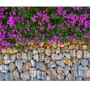 Markenware Zaunsichtschutz Mauer mit pinken Blüten Breite 250 cm x Höhe 140 cm