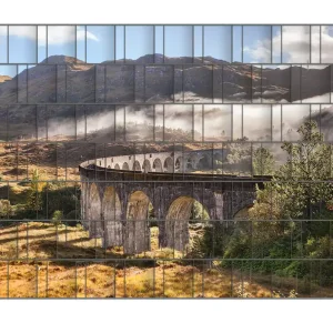Sofort Bestellen Zaunsichtschutz Viadukt im Morgennebel Breite 250 cm x Höhe 180 cm