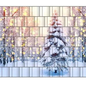Rabatt Zaunsichtschutz Winterzauber im Lichterglanz Breite 200 cm x Höhe 140 cm