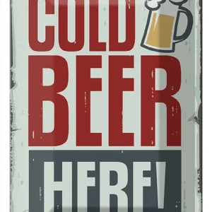 Metallbild Blechschild 20x30cm Cold beer here Bier 20 x 30 cm Direkt Vom Hersteller