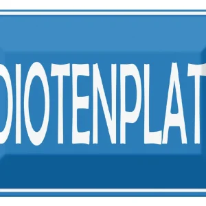 Metallbild Blechschild Spruch 20x30 cm Idiotenplatz Schild 20 x 30 cm Meistverkauft
