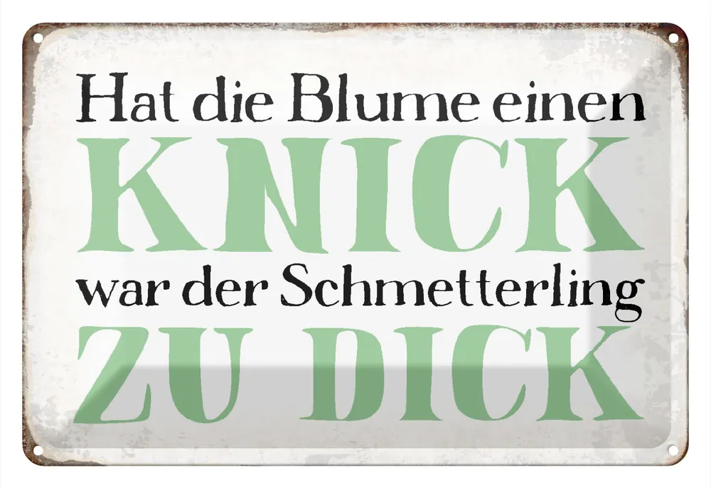 Preiswert Metallbild Blechschild Spruch 30x20cm Blume Knick Schmetterling dick 20 x 30 cm