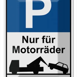 Abverkauf Metallbild Blechschild Hinweis 20x30cm Parkschild Nur für Motorräder 20 x 30 cm