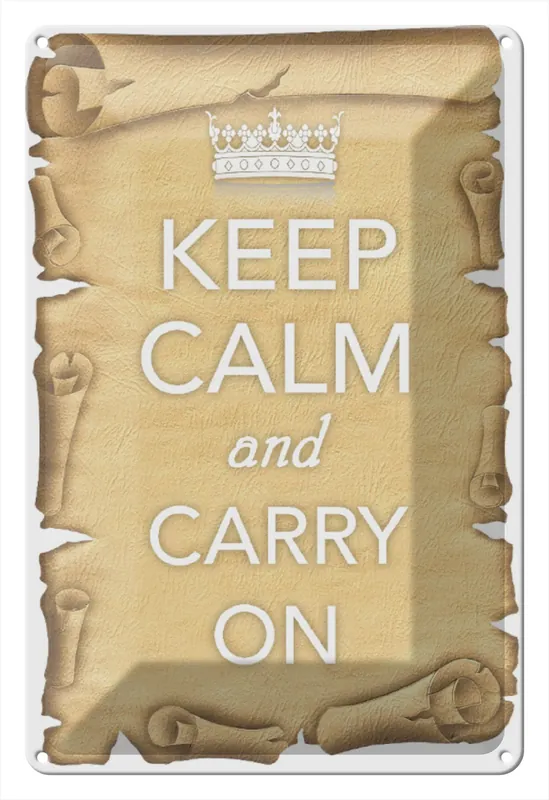 Metallbild Blechschild Spruch 20x30cm Keep Calm and carry on 20 x 30 cm Direktkauf