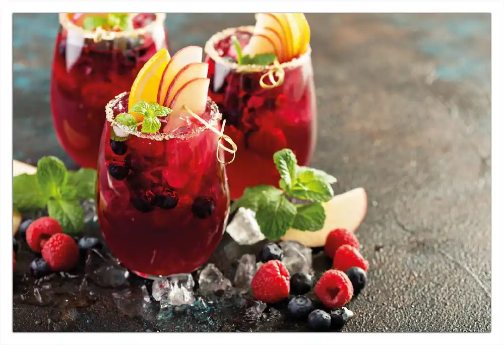Gratis Versand Glasbild Sommerlicher Wildbeerencocktail 60 x 90 cm