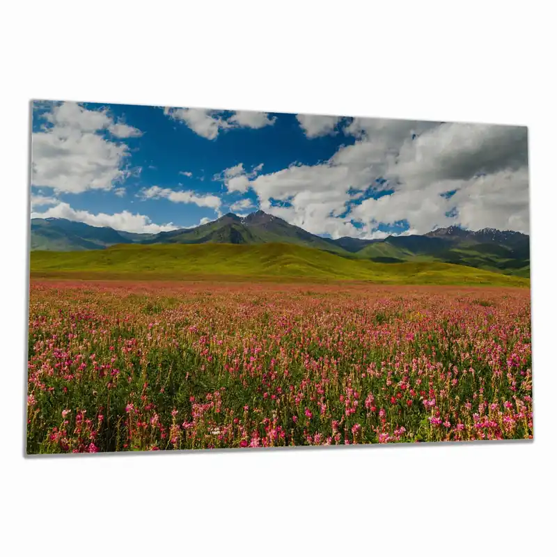 Preisreduziert Herdabdeckplatte Berglandschaft im Sommer Breite 60 cm x Höhe 52 cm. 1-teilig, 13 mm hohe Noppen