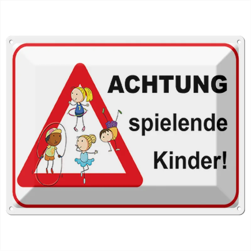 Metallbild Blechschild Hinweis 40x30cm Achtung spielende Kinder 30 x 40 cm Letzte Chance