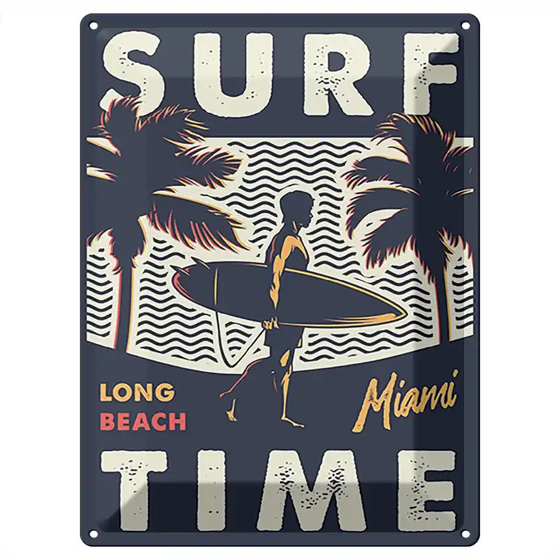 Abverkauf Metallbild Blechschild Miami 30x40cm Surf time long beach 30 x 40 cm
